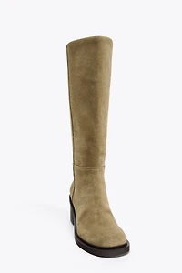 HEELED SUEDE KNEE HIGH BOOTS