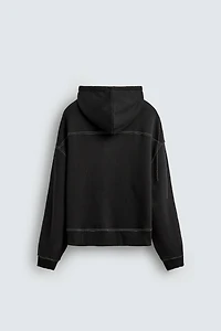 TOPSTITCHED HOODIE SWEATSHIRT