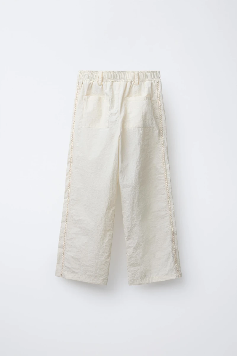 CONTRAST NYLON STRAIGHT LEG PANTS