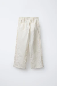 CONTRAST NYLON STRAIGHT LEG PANTS
