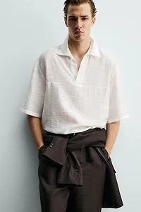 CHEMISE POLO FLUIDE EN JACQUARD