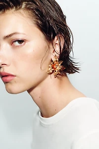 BOUCLES D'OREILLES BOUTON FLEUR EN RELIEF