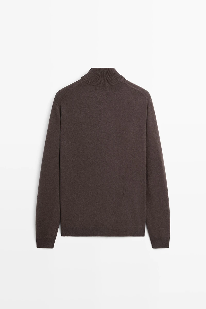 Wool blend zip-detail cardigan