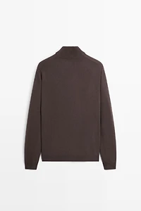 Wool blend zip-detail cardigan