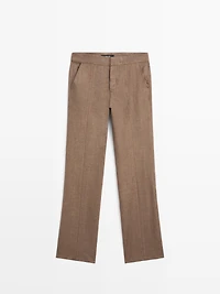 Pantalon kick flare 100 % lin