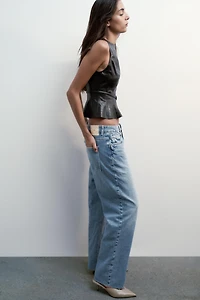 FAUX LEATHER BELTED TOP