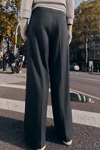 DOUBLE WAISTBAND WIDE-LEG PANTS