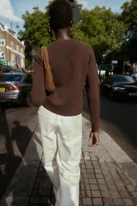 100% WOOL PLAIN KNIT JACKET