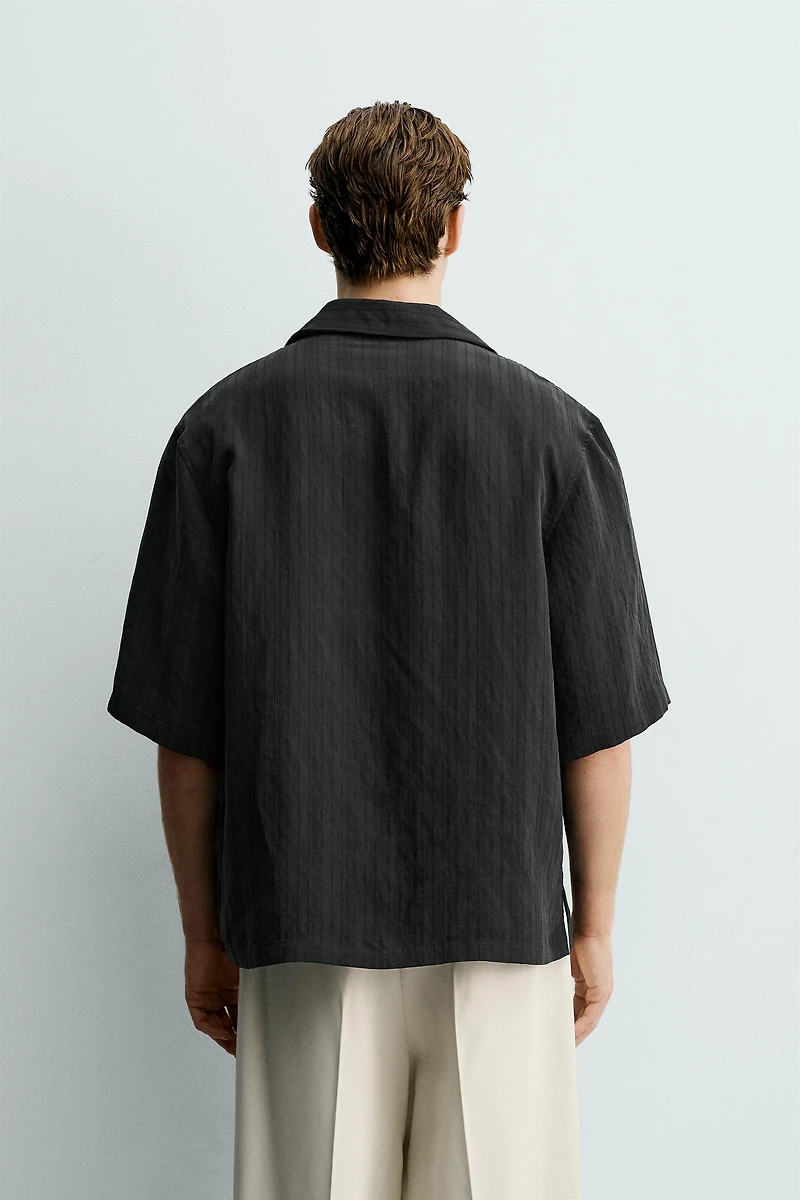 STRIPED JACQUARD BOXY FIT SHIRT