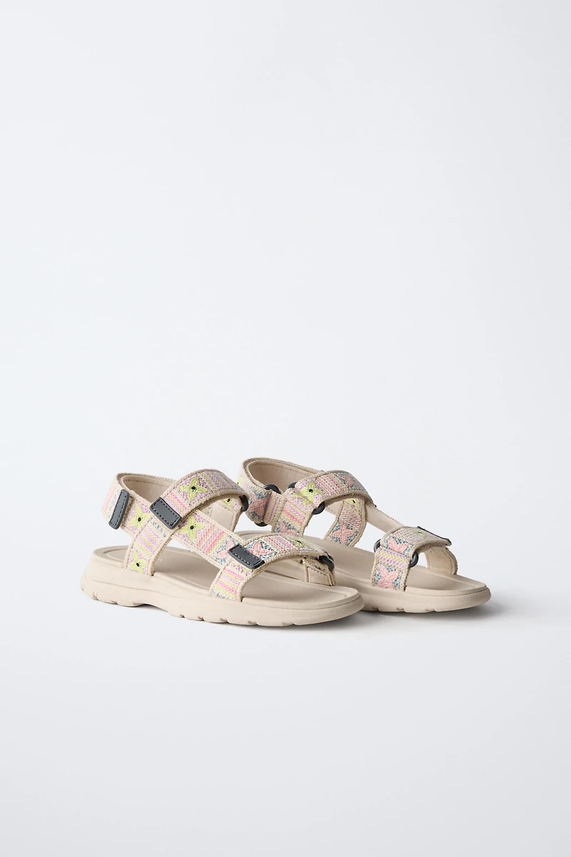 CROCHET EFFECT TECHNICAL SANDALS