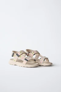 CROCHET EFFECT TECHNICAL SANDALS
