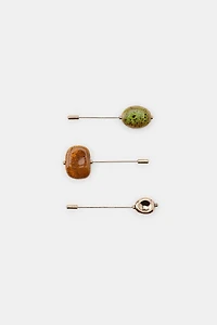 PACK OF 3 CERAMIC PIN BROOCHES