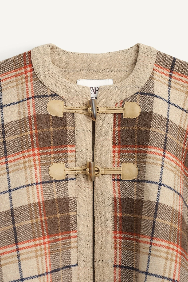 CAPE PONCHO À CARREAUX AVEC LAINE ÉDITION LIMITÉE