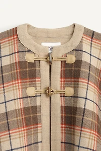 CAPE PONCHO À CARREAUX AVEC LAINE ÉDITION LIMITÉE