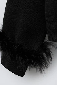 KNIT CARDIGAN WITH DETACHABLE FEATHERS