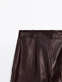 Nappa leather Bermuda shorts with darts - STUDIO