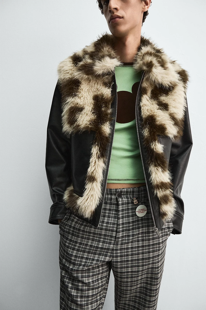 CONTRAST FAUX LEATHER JACKET HARRY LAMBERT FOR ZARA X DISNEY