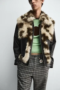 CONTRAST FAUX LEATHER JACKET HARRY LAMBERT FOR ZARA X DISNEY