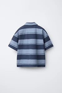 STRIPED FLEECE POLO SHIRT