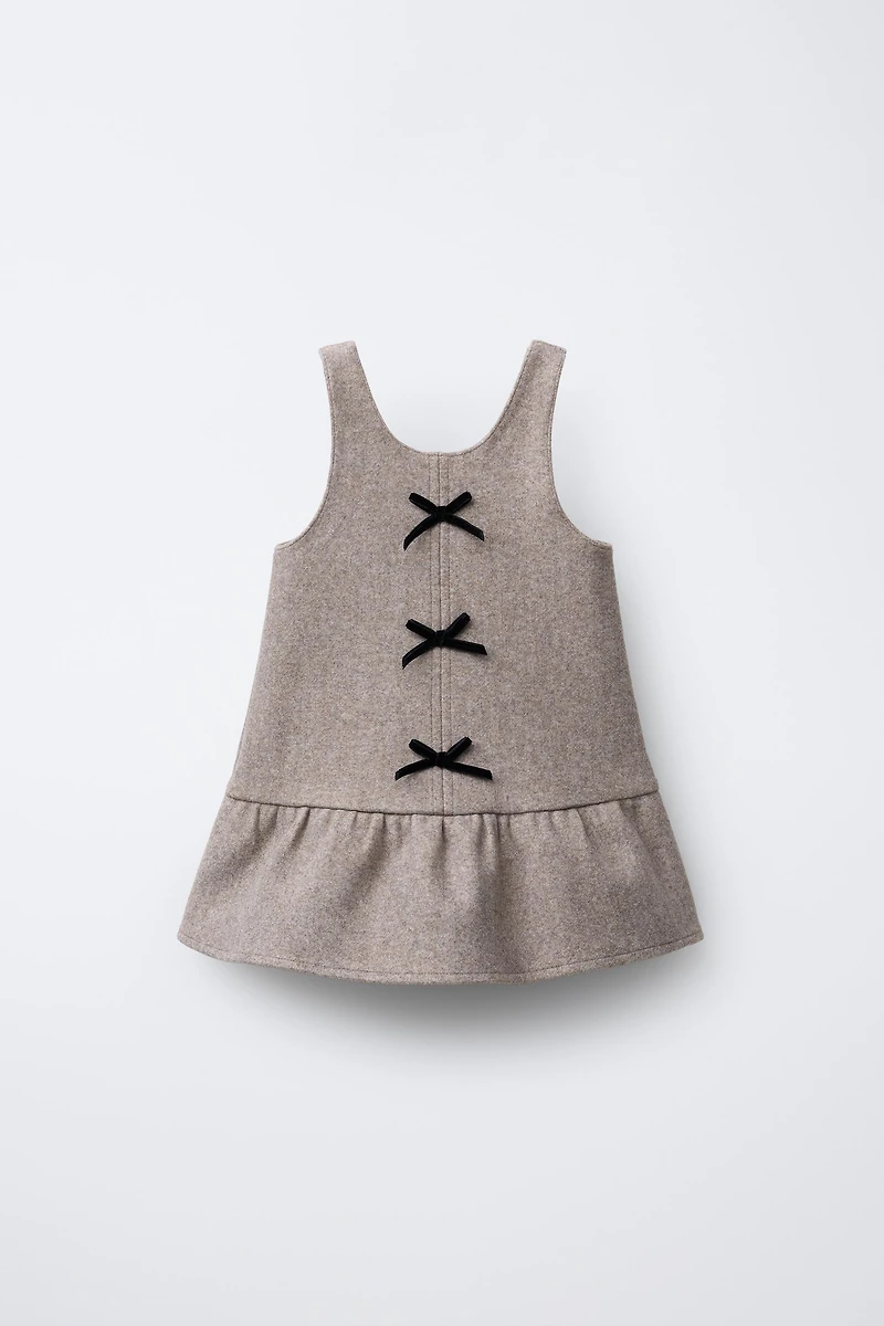 VELVET BOW PINAFORE DRESS