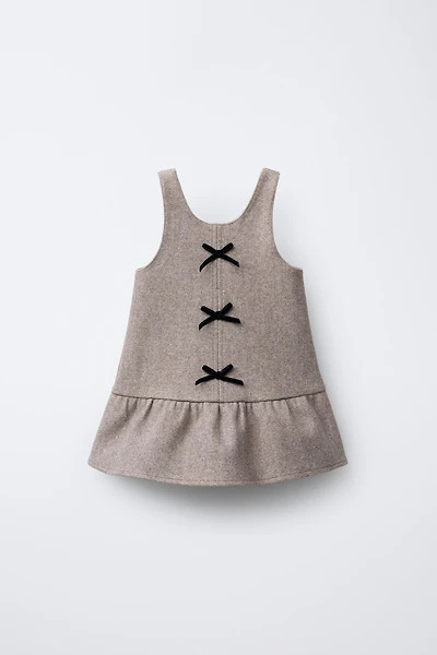 VELVET BOW PINAFORE DRESS