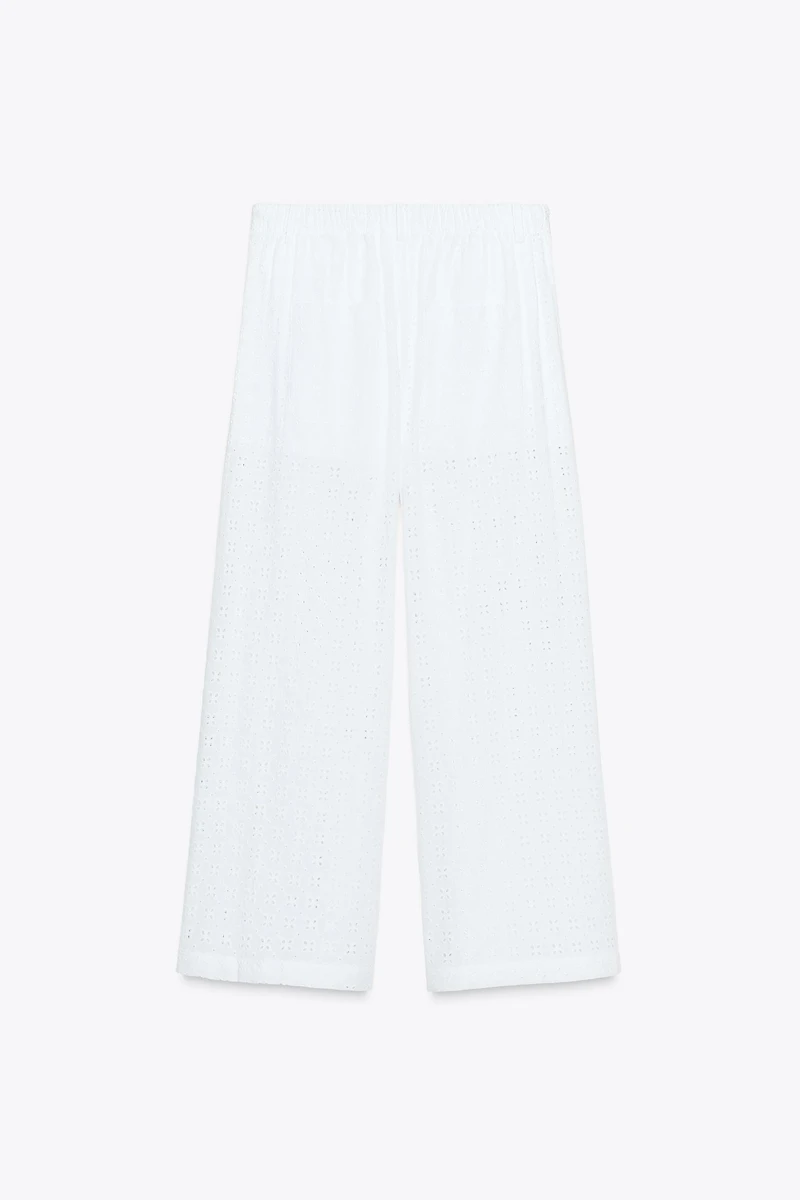 PANTALON JUPE-CULOTTE BRODERIES AJOURÉES