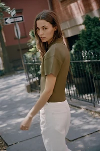 SHORT SLEEVE ZIP-UP KNIT POLO
