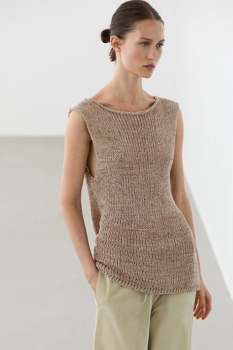 Knit cotton blend top