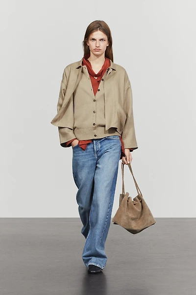 Cotton linen blend cardigan with pockets