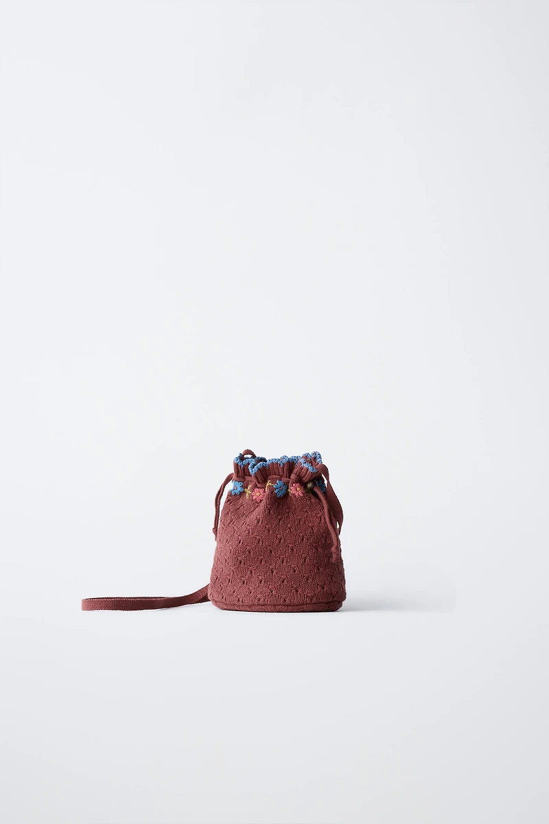 EMBROIDERED KNIT CROSSBODY BAG
