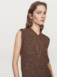 Veste sans manches chinée en laine d’alpaga