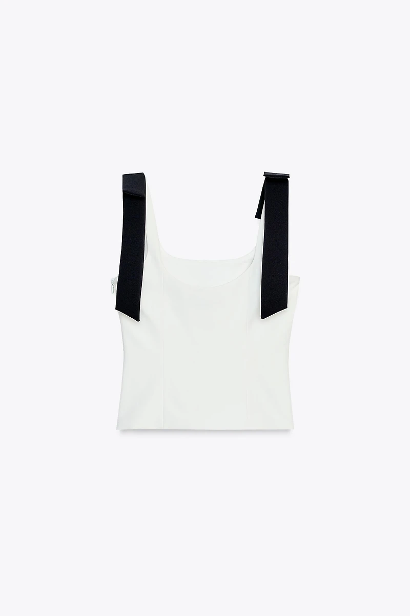 BOW DETAIL STRETCH TOP
