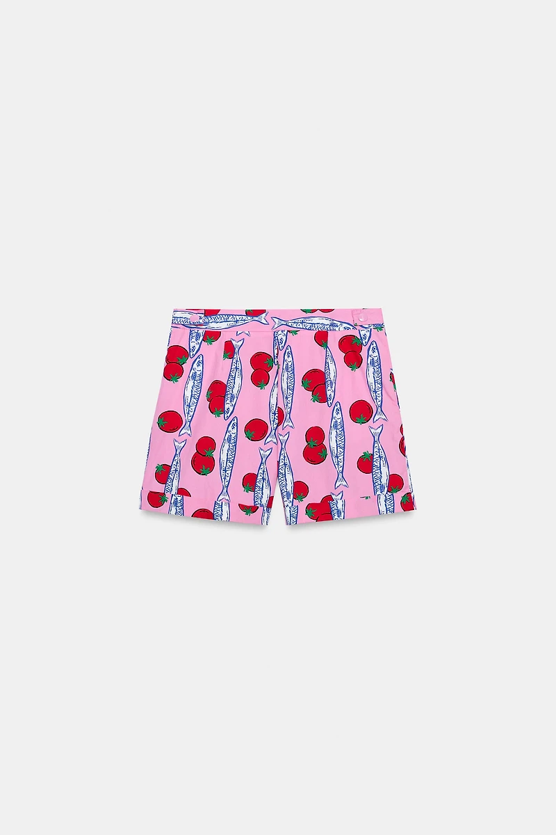PRINTED PLEATED SHORTS