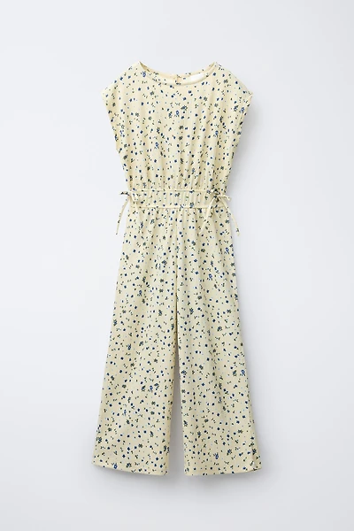 TEXTURED PRINT LONG JUMPSUIT