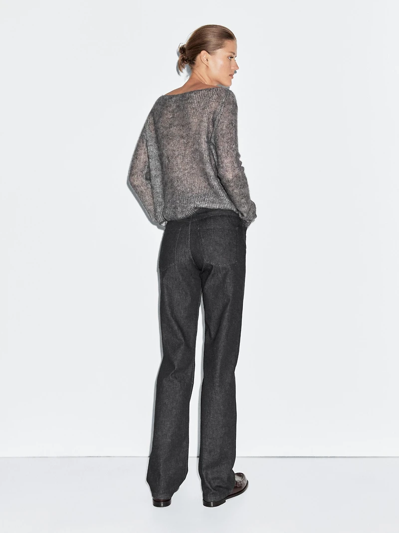 High-waist straight-leg jeans