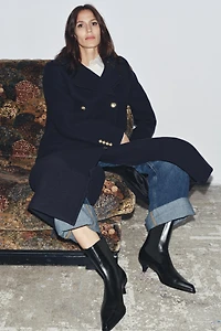 LEATHER KITTEN HEEL ANKLE BOOTS LIMITED EDITION