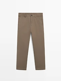 Tapered fit micro textured trousers