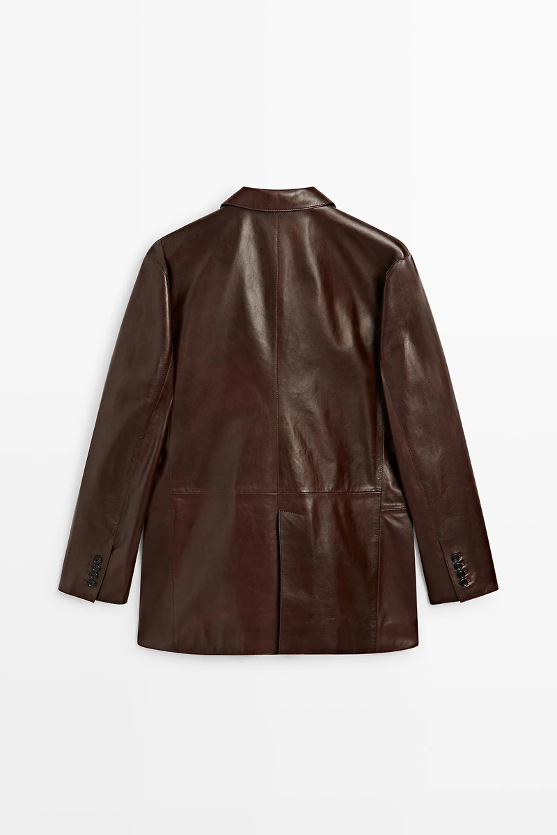 Nappa leather blazer with pocket detail