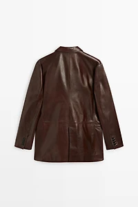 Nappa leather blazer with pocket detail