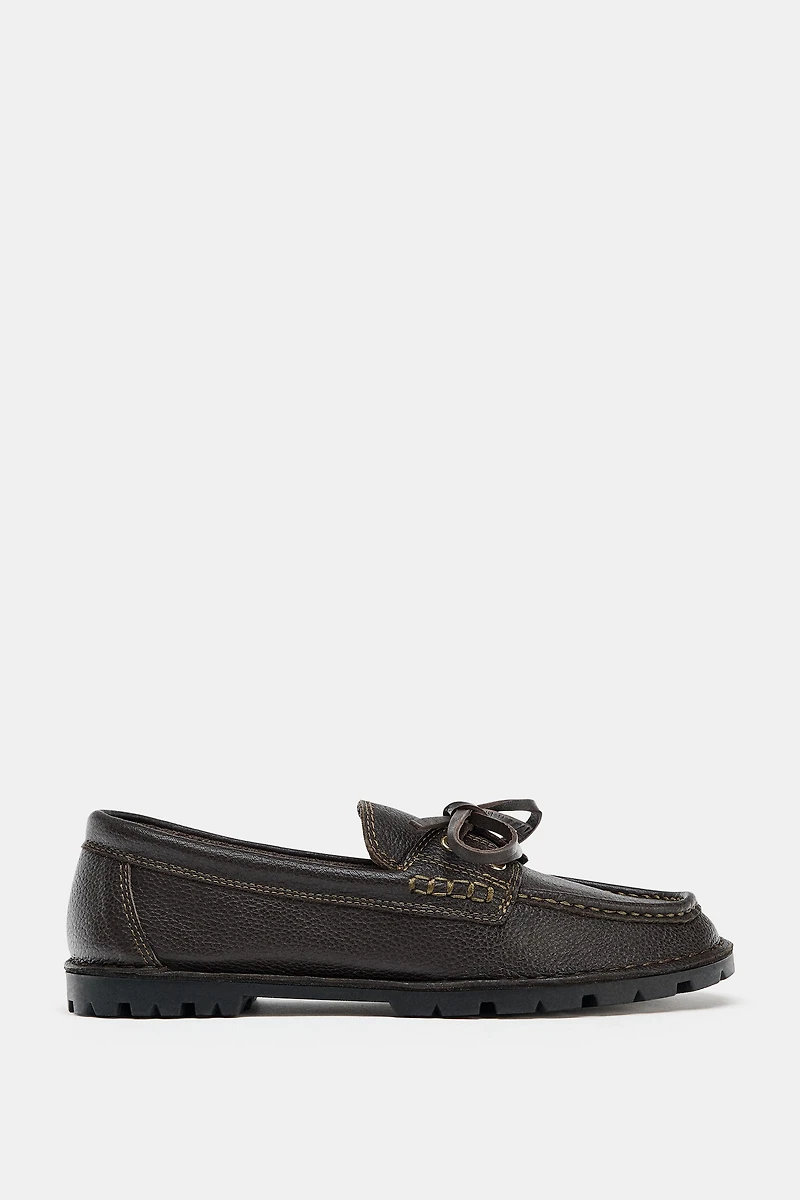 LEATHER LUG SOLE DECK SHOES