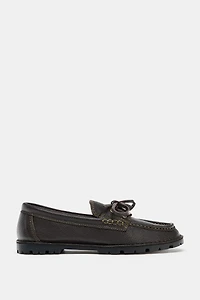 LEATHER LUG SOLE DECK SHOES