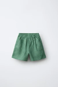 EMBROIDERED 100% LINEN SHORTS