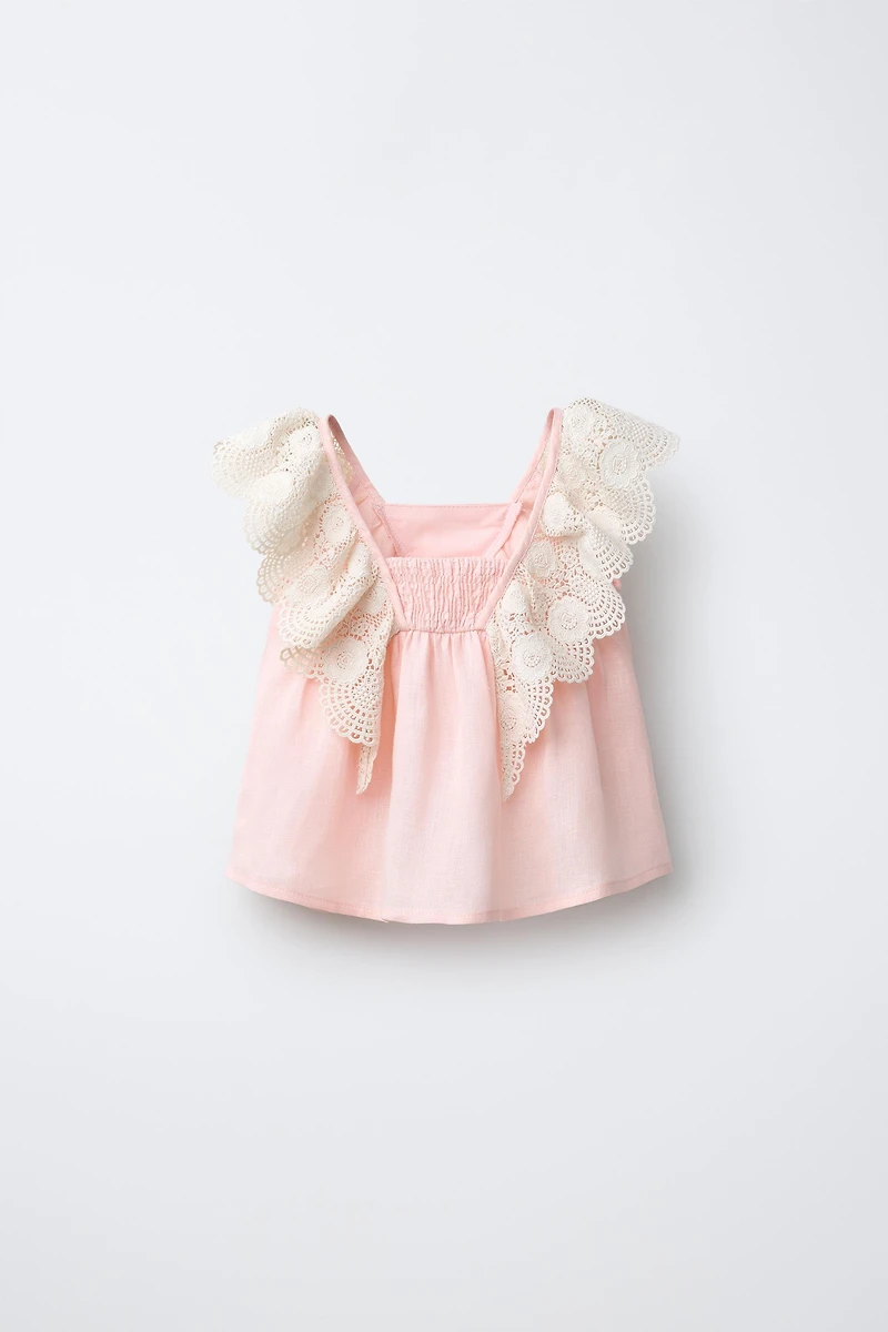 BLOUSE DENTELLE 100% LIN