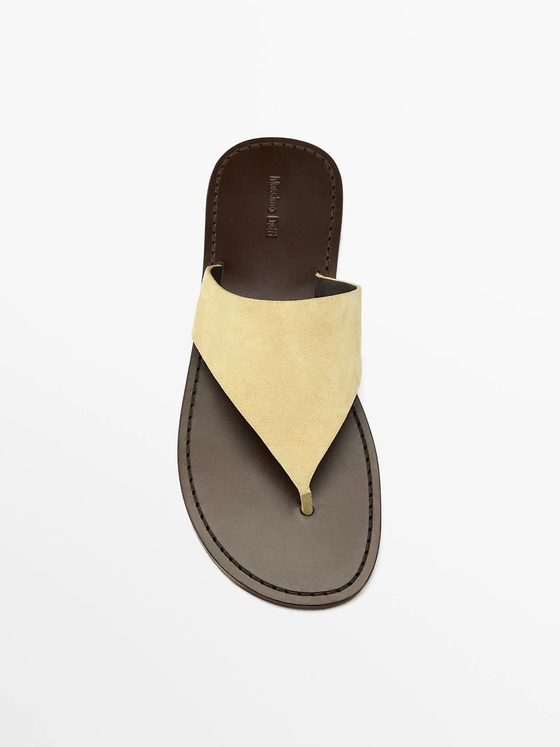 Split leather toe divider sandals