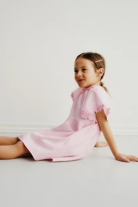 EMBROIDERED FLORAL POPLIN DRESS