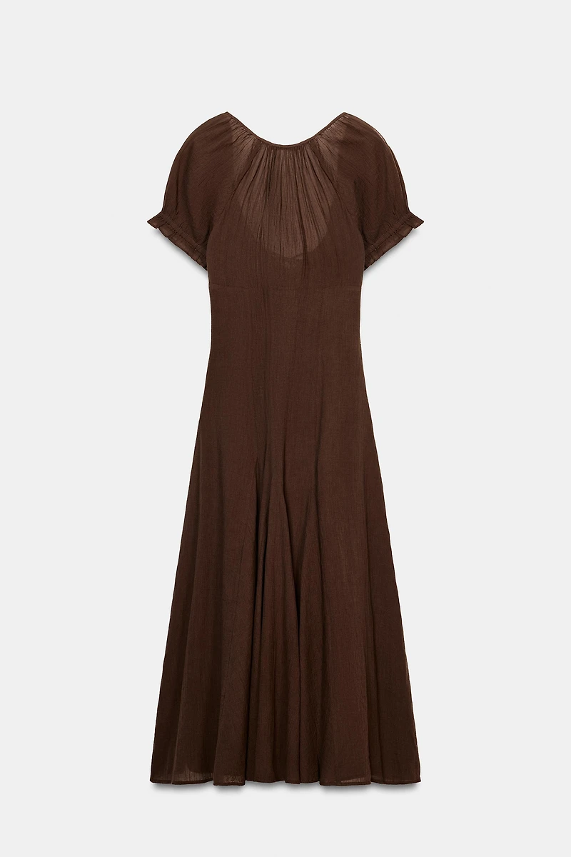 CHIFFON GODET MIDI DRESS