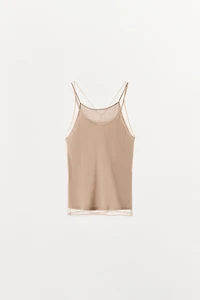 DOUBLE TULLE EFFECT HALTER TOP