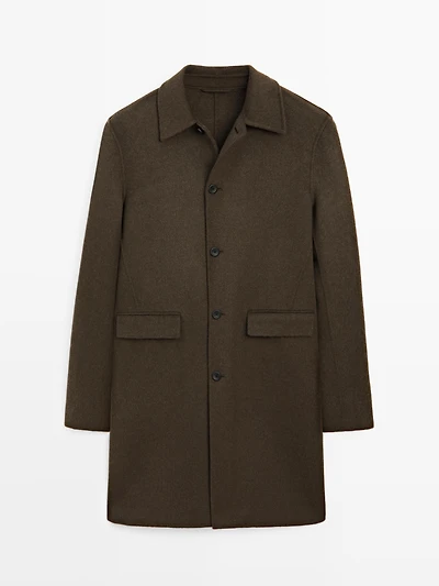 Manteau long double en laine mélangée