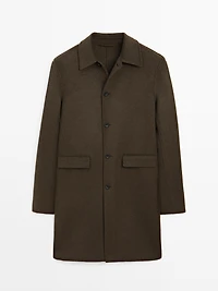 Long double wool blend coat