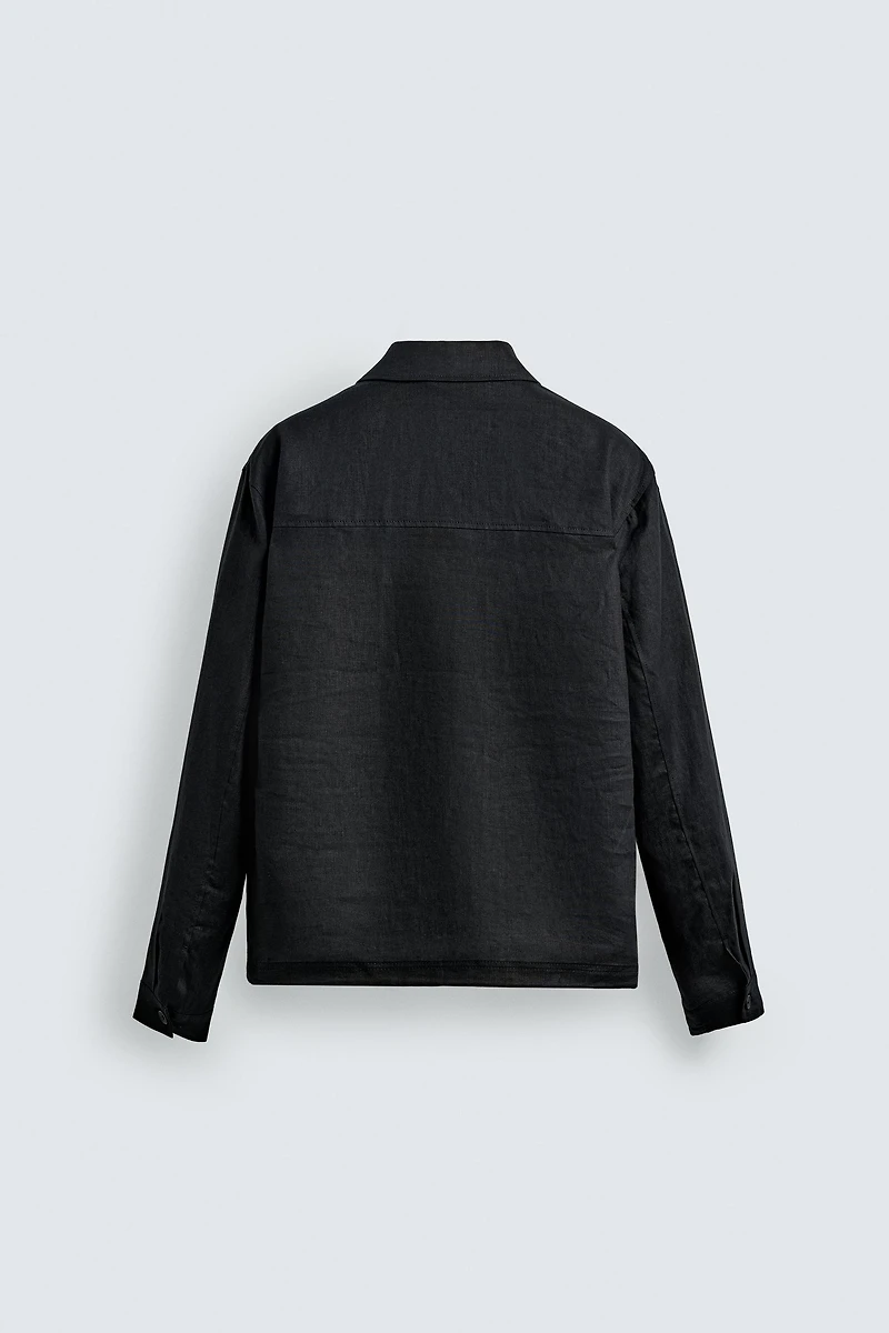 100% LINEN ZIPPER OVERSHIRT